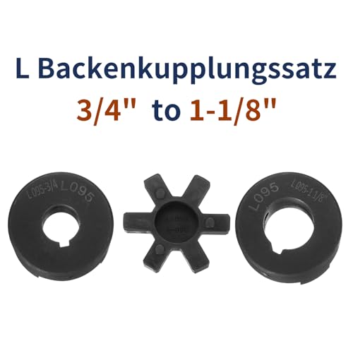 uxcell 3/4" to 1-1/8" L095 Flexible 3-Piece L-Jaw Coupling Coupler Set & Buna-N NBR Rubber Spider for Log Splitter Hybrid Equipment - size: 3/4 " to 1-1/8"