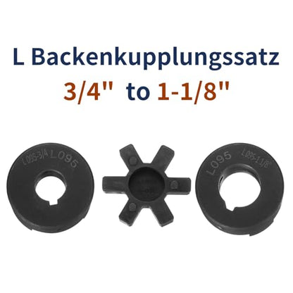 uxcell 3/4" to 1-1/8" L095 Flexible 3-Piece L-Jaw Coupling Coupler Set & Buna-N NBR Rubber Spider for Log Splitter Hybrid Equipment - size: 3/4 " to 1-1/8"