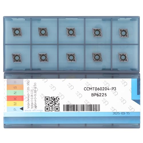 CNC Carbide Inserts CCMT21.51 Ccmt 060204 for Steel Lathe Turning Tool, Tin Coated Lathe Replacement Cutters Semi-Finishing Chipbreaker, 10 Pcs - size: CCMT21.51-PM
