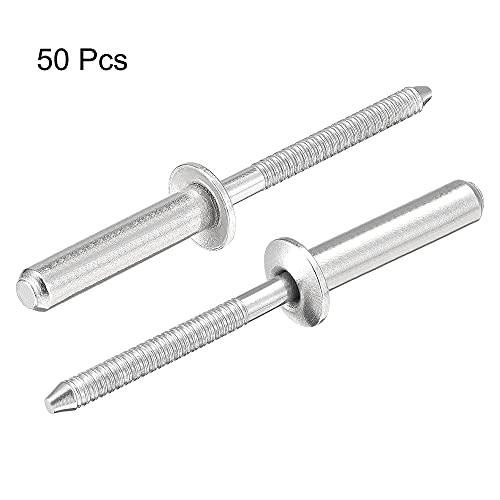 uxcell Blind Rivets, 304 Stainless Steel Pull Rivets Core Decoration Rivets 4.8mm Diameter 25mm Grip Length Close End Silver Tone, 50pcs - size: 4.8mm x 25mm