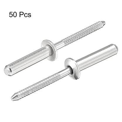uxcell Blind Rivets, 304 Stainless Steel Pull Rivets Core Decoration Rivets 4.8mm Diameter 25mm Grip Length Close End Silver Tone, 50pcs - size: 4.8mm x 25mm