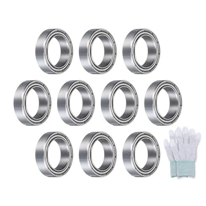 uxcell 6700ZZ Deep-Groove Ball Bearings for Rollers, 10mm x 15mm x 4mm Seal Bearings with Fiber Gloves, Double Metal Sealed Bearing Steel Skateboard Bearings 10Pcs - size: 6700ZZ