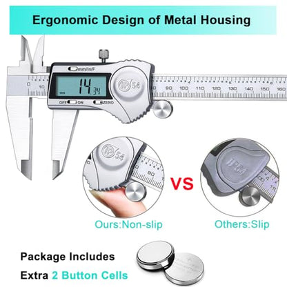 Kynup Digital Caliper Measuring Tool, 12 Inch Stainless Steel Micrometer - color: Silver, size: 300mm