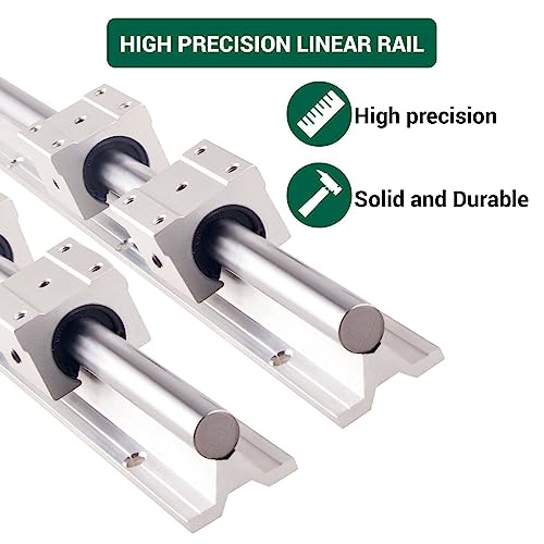 2Set Linear Rail SBR20 600mm Fully Supported Linear Rail Shaft Rod with 4 SBR20UU Block Bearing, for Automated Machines DIY CNC Routers Lathes Mills - size: 600mm, style: SBR20