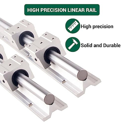 2Set Linear Rail SBR20 600mm Fully Supported Linear Rail Shaft Rod with 4 SBR20UU Block Bearing, for Automated Machines DIY CNC Routers Lathes Mills - size: 600mm, style: SBR20