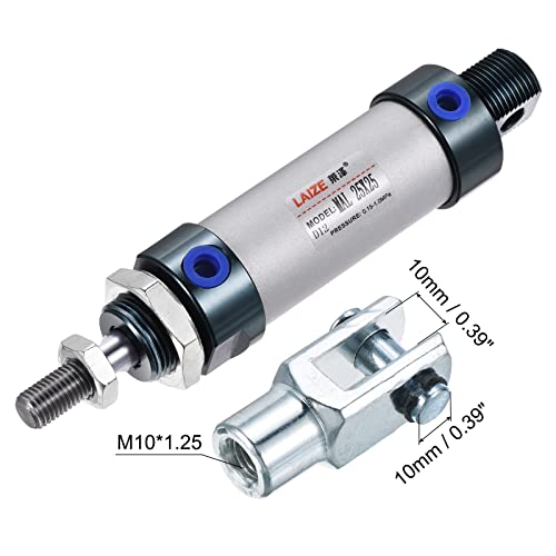 MECCANIXITY Pneumatic Air Cylinder Double Action MAL25X25 25mm Bore 25mm Stroke with Y Connector and 4Pcs Quick Fitting Set - size: 25X25 mm