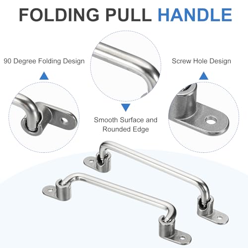 uxcell 304 Stainless Steel Folding Pull Handle (Hole Distance 7") - size: 7"