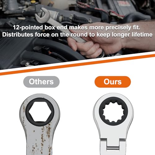 Egofine 10mm Ratchet Wrench Flex Head, Ratcheting Combination Wrench Metric, Industrial Grade Gear Spanner with 12 Point Box End, 72-Teeth Ratchet, Chrome Vanadium Steel - style: 10mm