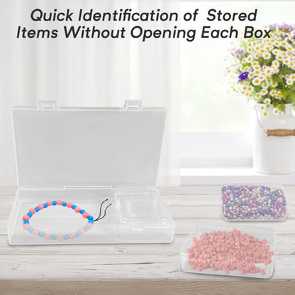 24 Pack Clear Plastic Storage Boxes with Hinged Lids - color: 24 Pcs Storage Box