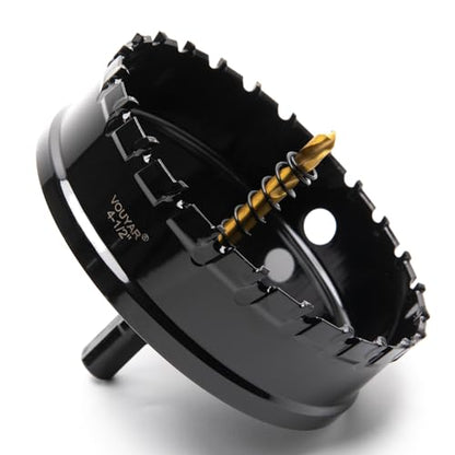 4.5" Tungsten Carbide Tipped Hole Saw Drill Bit for Hard Metal, 114.3mm Hole Cutter for Sheet Metal, Stainless Steel, Iron, Wood, Plastic - size: 4-1/2 in