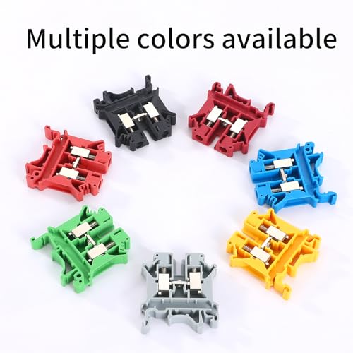 50PCS Blue UK6N Terminal Block for Industrial Control Automation Din Rail Type 8-20 AWG 57A 800V Conductor Cross-Section Copper Contact Temperature Resistant Screw Connector - color: UK6N Din Rail terminal block