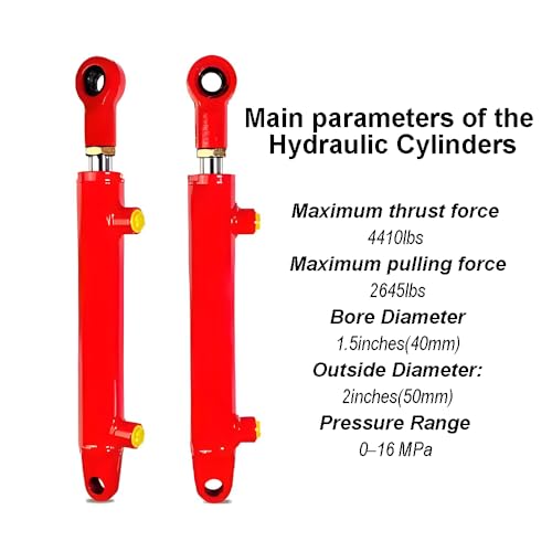 1.5x4 Hydraulic Cylinder 2 Ton Double Acting Welded Hydraulic Cylinder 1.5" Bore x 4" Stroke with 3/8" JIC 37°(9/16"-18 Thread) Hydraulic End Connectors Maximum Thrust Force 4410lbs