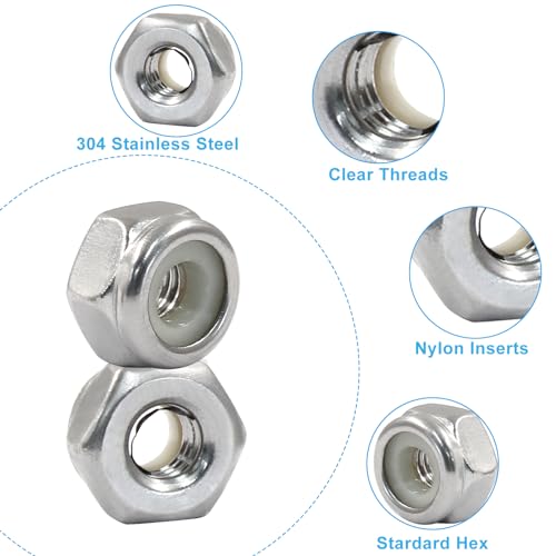Litoexpe 50 Pcs #10-32 Nylon Insert Hex Lock Nuts