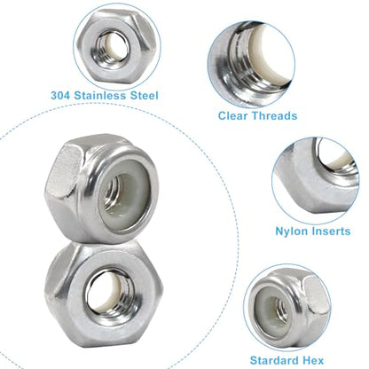 Litoexpe 50 Pcs #10-32 Nylon Insert Hex Lock Nuts