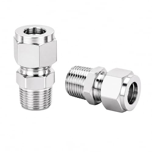 304 Stainless Steel Compression Adapter 3/8" Tube OD x 1/2" NPT Male 1pc - size: 3/8" OD x 1/2" NPT