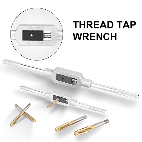 Die and Tap Set in SAE and Metric, Hex Threading Dies for External Threads, Thread Tap for Internal Threads, Thread Wrench, Thread Pitch Gauge, 86 Pieces Gauge Kit for DIY Tapered