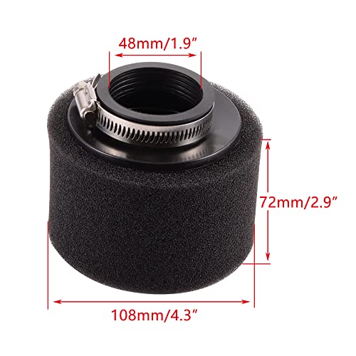WOOSTAR 48mm Foam Air Filter Cleaner Straight Neck Tube Replacement for 250cc ATV 4 Wheeler Quad Scooter Dirt Pit Bike Moped Black - color: Black Straight, size: 48mm