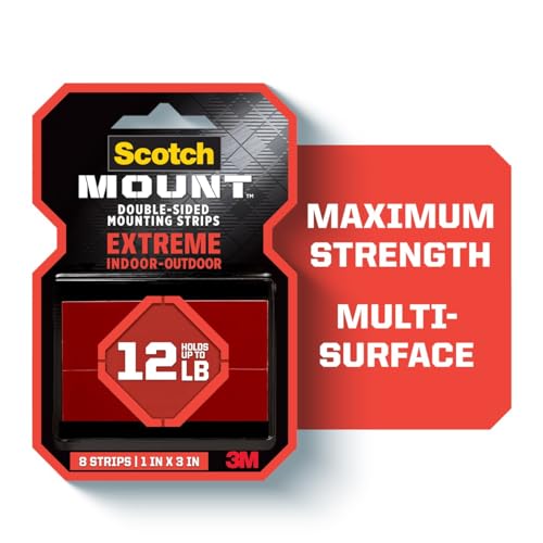 Scotch-Mount Extreme Double-Sided Mounting Strips, 32 Strips Total (4 Packs of 8), 1 in x 3 in, Heavy Duty, Indoor/Outdoor, Black (414H-ST) - style: 32 Count