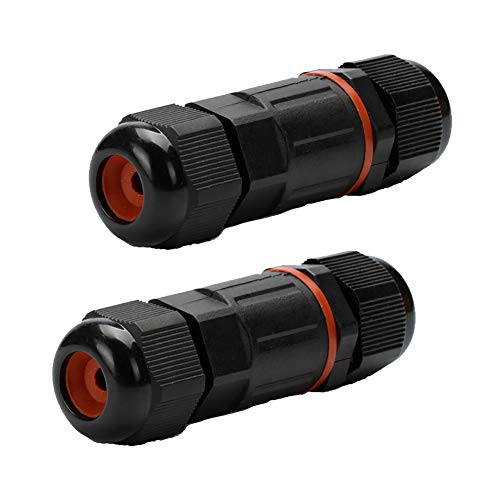 2Pcs IP68 Waterproof Electrical Junction Box Outdoor Underground Wire Connector Junction Boxes for 2 or 3 Pin Cables Range for 0.23-0.33 Inch(5.8-8.3MM) - size: 2PCS