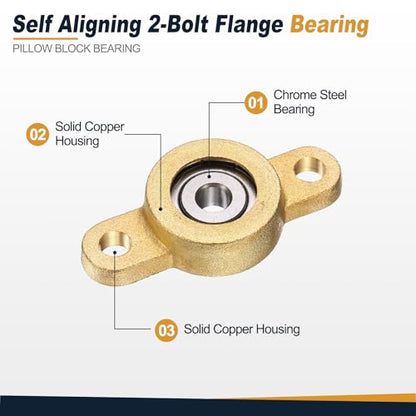 uxcell 2Pcs STF05 Pillow Block Bearings 5mm Bore, Copper Housing, ABEC 3 - size: STF05(5mm Shaft)