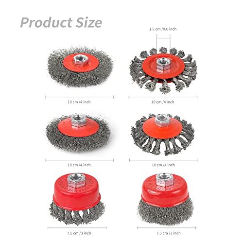 Wire Wheel for Angle Grinder Heavy Duty Carbon Knotted & Crimped Cup Set