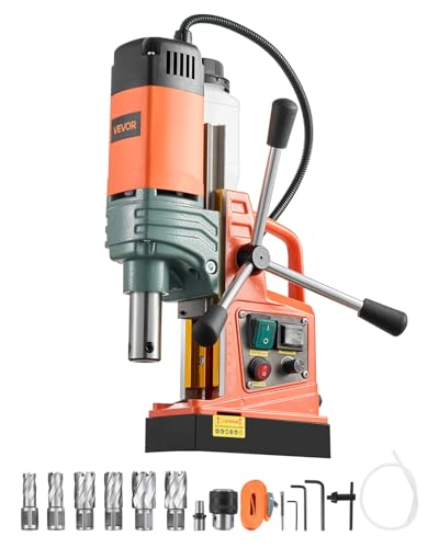 VEVOR 1450W Mag Drill Press, 2" Core Drilling Machine, 2922 lbf Variable Speed Portable Magnetic Drill, Heavy Duty Metal Hole Cutter with 6 Annular Cutters for I-Beam Steel Fabrication & Jobsite