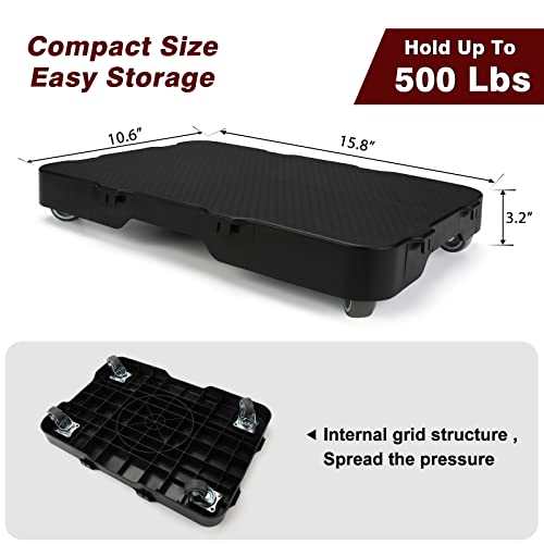Nellyke Furniture Dolly, 2 Pack Small Flat Furniture Dolly 4 Wheels Heavy Duty, 500lbs Capacity, Connectable and Portable Dollies for Heavy Appliance, Black - color: Black/2 Pack-med
