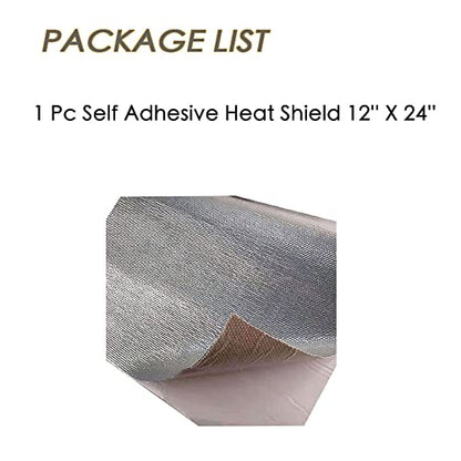 Adhesive Backed Heat Shield Aluminum Backed Aluminized Self Adhesive Heat Shield Material 12'' X 24’',Fiberglass Thermal Insulation Material High Temp Protection - color: Silver, size: 12 x 24 Inch