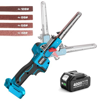 SEESII 1/2"x18" Mini Cordless Belt Sander 6-Speed 2300FT/Min 4.0Ah Battery - size: Pro Kit (Pivoting Arm)
