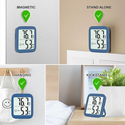 Antonki 2 Pack Room Thermometer Indoor Hygrometer - color: 2 Pcs* Navy Blue