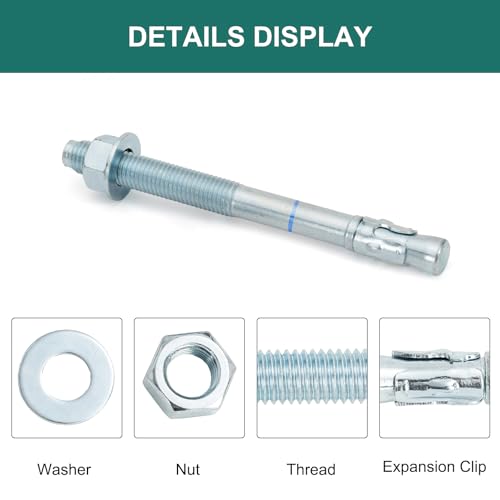 3/4" x 12" Concrete Anchors (10 Pack) 3/4 inch Wedge Anchors Bolts Zinc Plated - size: 3/4"x12"