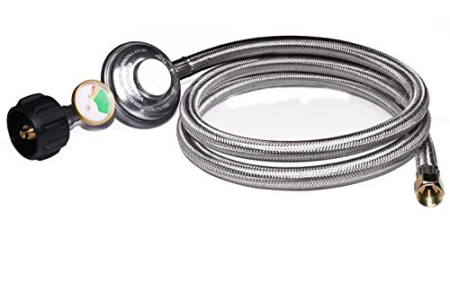 5 Feet Propane Regulator Hose with Tank Gauge for LP Gas Grill and Fire Pit - color: 5 Feet