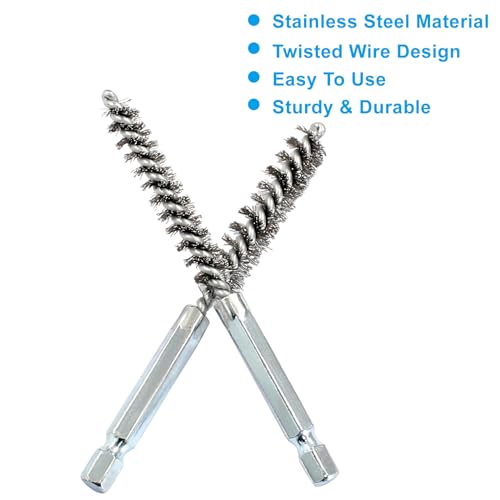 Biaungdo 6 Pcs Stainless Bore Brush Set, 8-19mm Twisted Wire Drill Brush