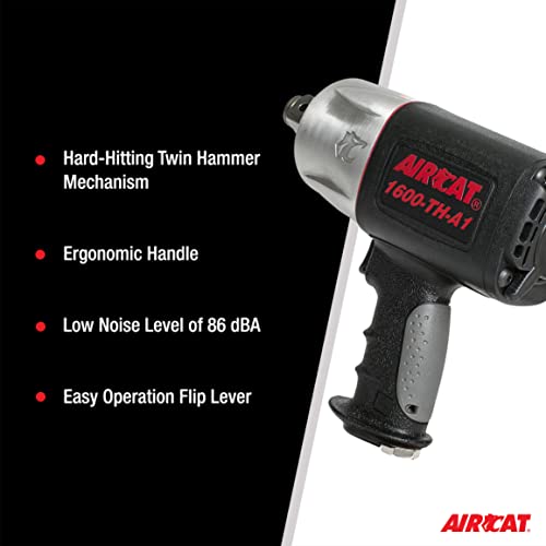 AIRCAT 1600-TH-A1 1" Composite Impact Wrench, 1,400 ft-lb Max Torque - size: 1-Inch