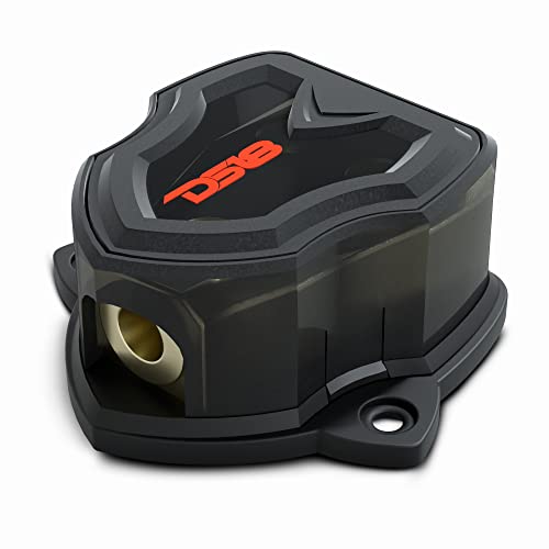 DS18 DB1024 Distribution Ground Block - 1 x 0GA in/ 2 x 4GA Out, Nickle Plated Internal Materials, High-Strength Heat Resistant Plastic Housing, Oversized Screws for Secure Connections (1 in 2 Out) - size: Single, style: 1X0GA in - 2X4GA Out