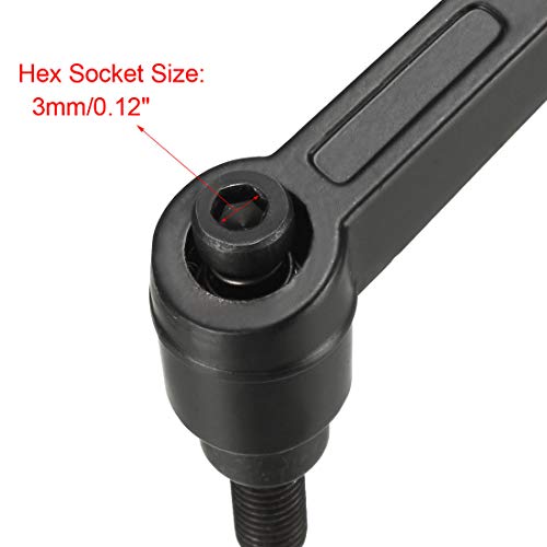 uxcell M6 x 16mm Handle Adjustable Clamping Lever Thread Push Button Ratchet Male Threaded Stud Knobs Locking Rotating Screw Handles Quick Release Bolt Black 4pcs - size: M6 x 16mm