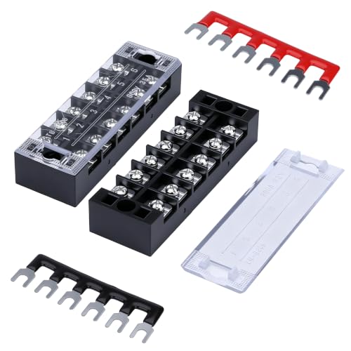 Terminal Block 35A 600V 6 Position Dual Row Screw Terminal Strip - size: 2PCS 35A 6P