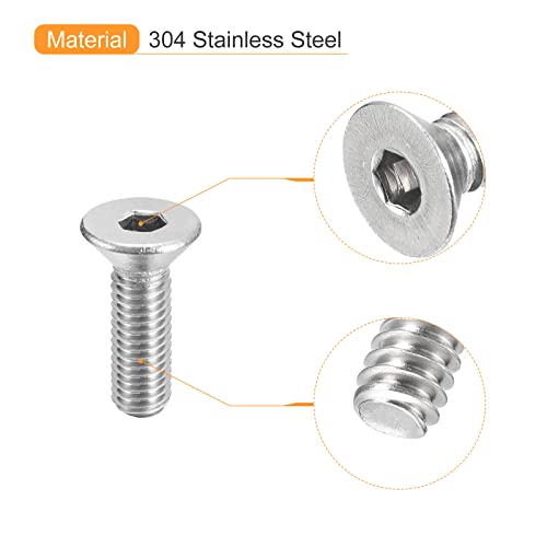 uxcell #10-32x5/8 Flat Countersunk Head Socket Cap Screws, 50Pcs 304 Stainless Steel Hex Socket Flat Head Screws, Full Thread, Countersunk Bolts - size: #10-32x5/8"