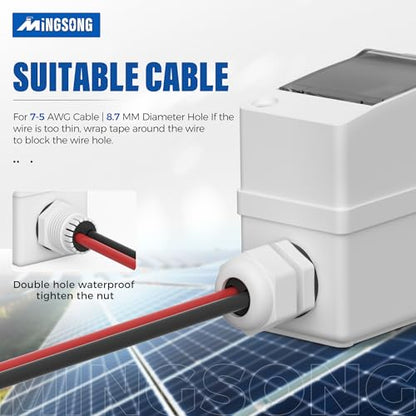 Solar Panels Disconnect Switch 25Amp DC Solar Shut Off Switch 400V 2 Poles Outdoor AC Small Miniature Circuit Breaker Box, IP65 Waterproof UV-Proof for PV Homes - style: 25A