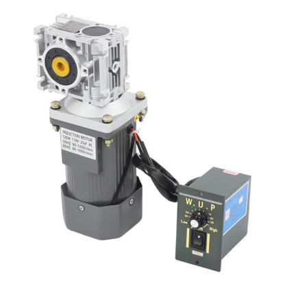 Electric Gear Motor 120W 60HZ 90-1650r/min/50Hz 90-1350r/min 80K Worm Gear Reducer Gearbox High Torque with Adjustable Speed Reversing Function&Self-Locking Function - size: 120W