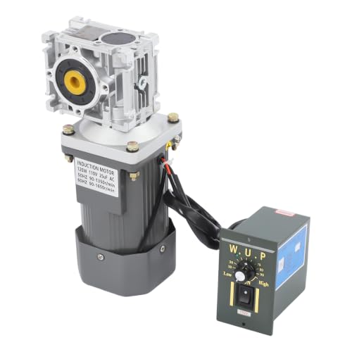 Electric Gear Motor 120W 60HZ 90-1650r/min/50Hz 90-1350r/min 80K Worm Gear Reducer Gearbox High Torque with Adjustable Speed Reversing Function&Self-Locking Function - size: 120W
