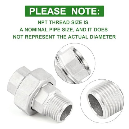 TAISHER 1PCS 304 Stainless Steel Union，1-1/4" NPT Male x 1-1/4" NPT Female Cast Pipe Fitting,Reducing Pipe Adapter Fitting - size: 1-1/4" (F x M)NPT