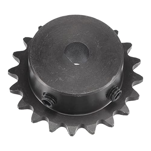 uxcell 20 Tooth Roller Sprocket B Type, #25 Chain Single Strand 1/4" Pitch, 8 x 7mm Bore Black Oxide C45 Carbon Steel with Set Screws for ISO 04C Chain
