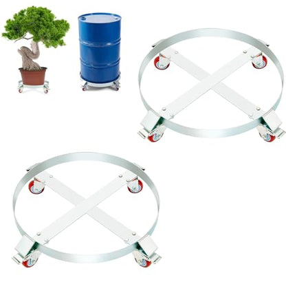 VEVOR 2PCS 55 Gallon Heavy Duty Drum Dolly, 1000 lbs Load Capacity, Barrel Dolly Cart Drum Caddy, Non Tipping Hand Truck Capacity Dollies with Steel Frame 4 Swivel Casters Wheel, for Drum Handling - size: 2 PCS, style: 4 Swivel
