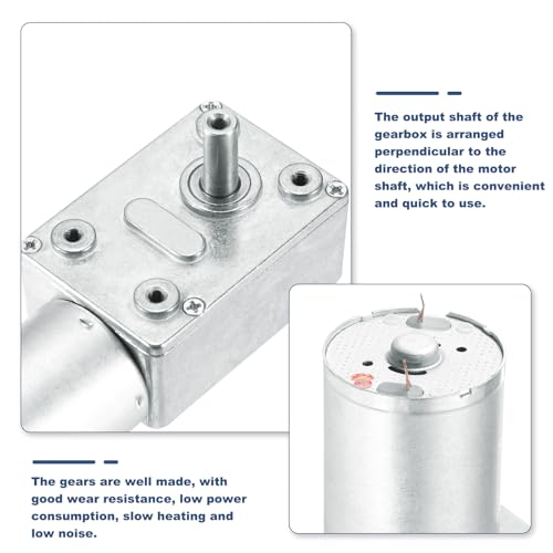 MECCANIXITY DC 12V 375 RPM Reversible Worm Geared Motor Reducer Motor 6mm D Shape Shaft High Torque Gear Box with Fixing Bracket Reduction Electric Motor for Sweepers, Printers, Ovens - style: 375 RPM,12V