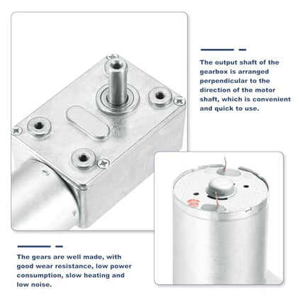 MECCANIXITY DC 12V 375 RPM Reversible Worm Geared Motor Reducer Motor 6mm D Shape Shaft High Torque Gear Box with Fixing Bracket Reduction Electric Motor for Sweepers, Printers, Ovens - style: 375 RPM,12V