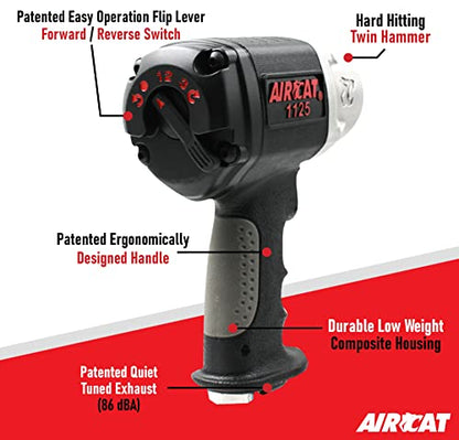 AIRCAT 1125 1/2" Composite Impact Wrench, 1,000 ft-lb Max Torque