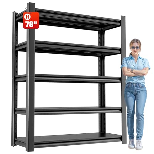 OLLRRACT 5-Tier Garage Shelving, Metal Storage Shelves, Utility Shelf - size: 16" D x40" W x78" H