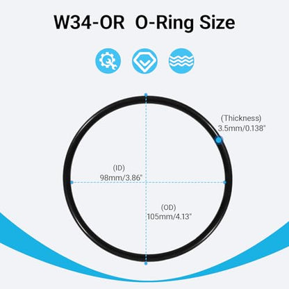 6-Pack W34-OR Water Filter O-Ring – Compatible with American Plumber, for Pentek 151120, Culligan 01019184, Ametek Kleen-Plus 151120-03 Filter Housing