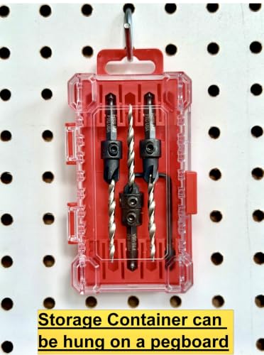 FTG USA 3-Pk #8 (11/64") Countersink Drill Bit Set, 1 Stop, 1 Wrench & Case - size: #8, style: 3 Pc with Depth Stop and Case